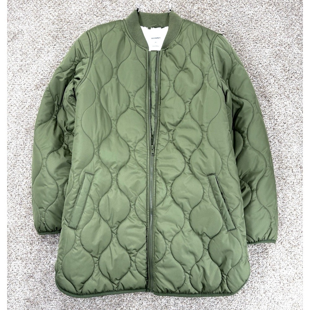 Old Navy Water-Resistant Sherpa-Lined Quilted Zip Jacket Women's XS Green‎ NWOT